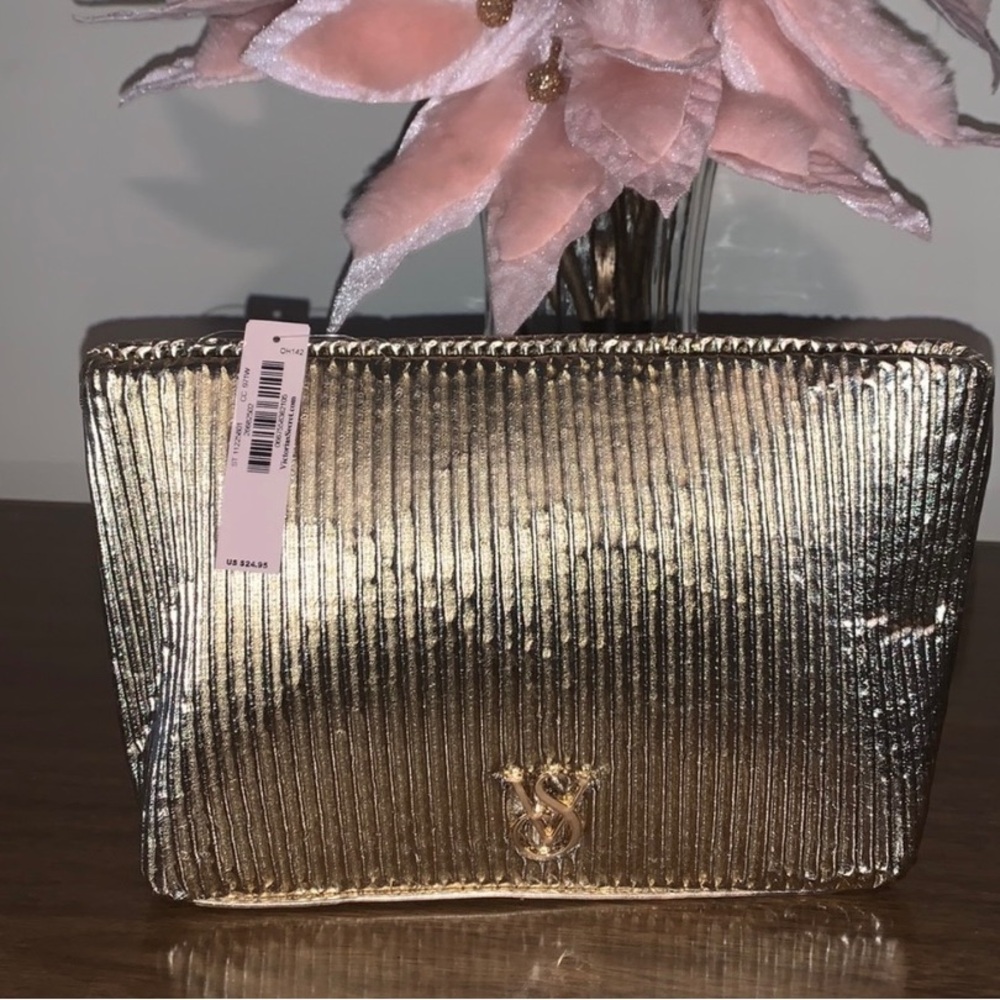 Victoria's Secret Gold Metallic Cosmetic Bag